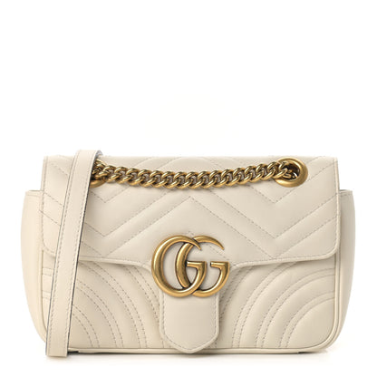 Gucci Calfskin Matelasse Mini GG Marmont Shoulder Bag White 1 of 12