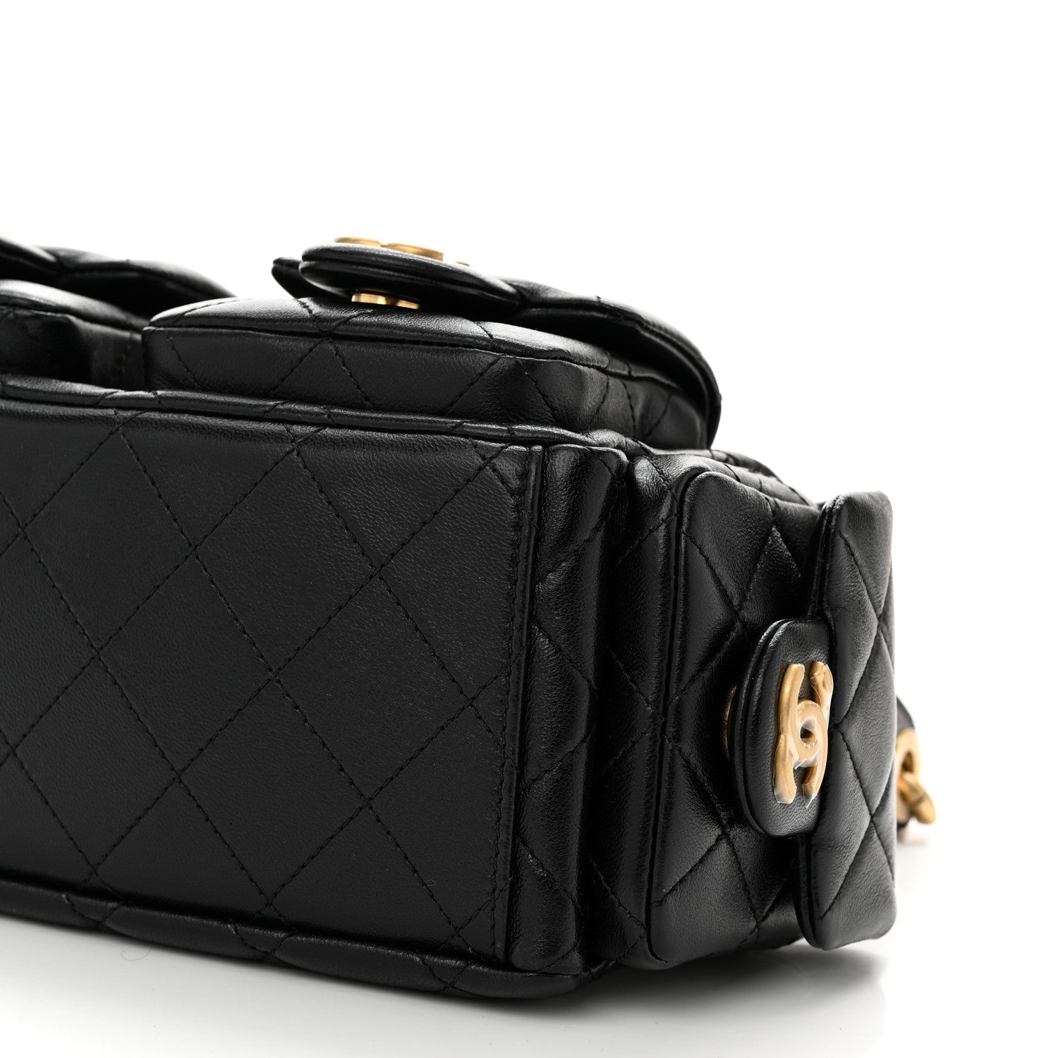 Chanel Shiny Lambskin Quilted Trendy Pockets Hobo Black 10 of 10