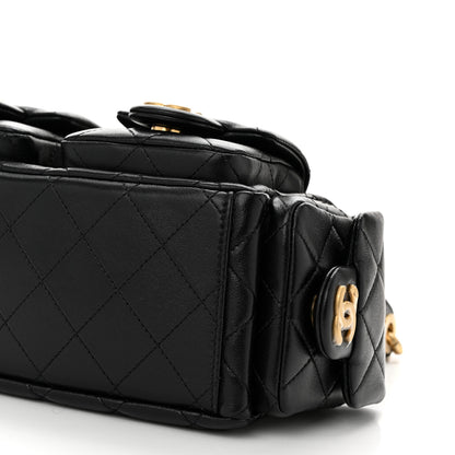 Chanel Shiny Lambskin Quilted Trendy Pockets Hobo Black 10 of 10