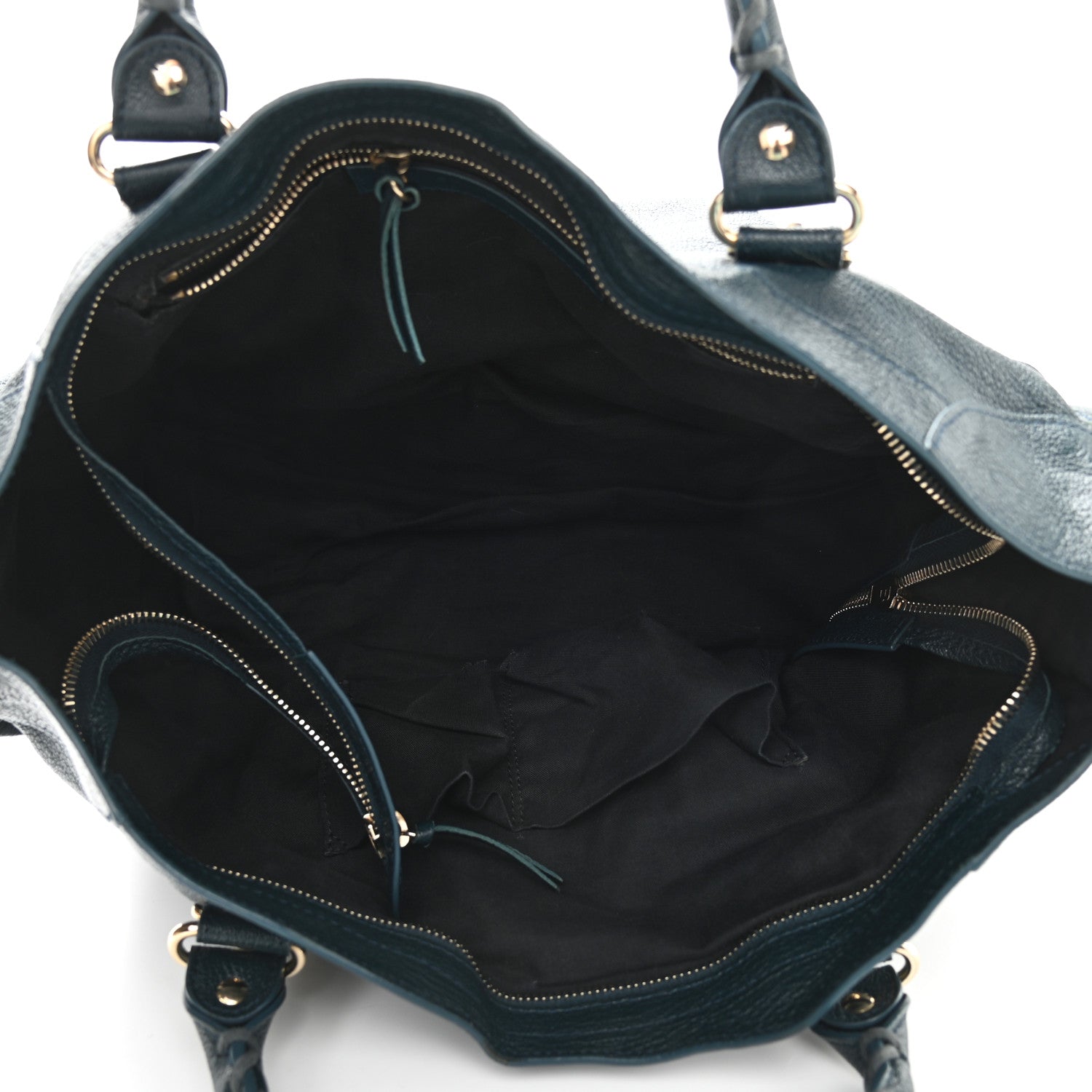 Balenciaga Chevre Gold Metallic Edge Hardware City Bleu Paon 5 of 9