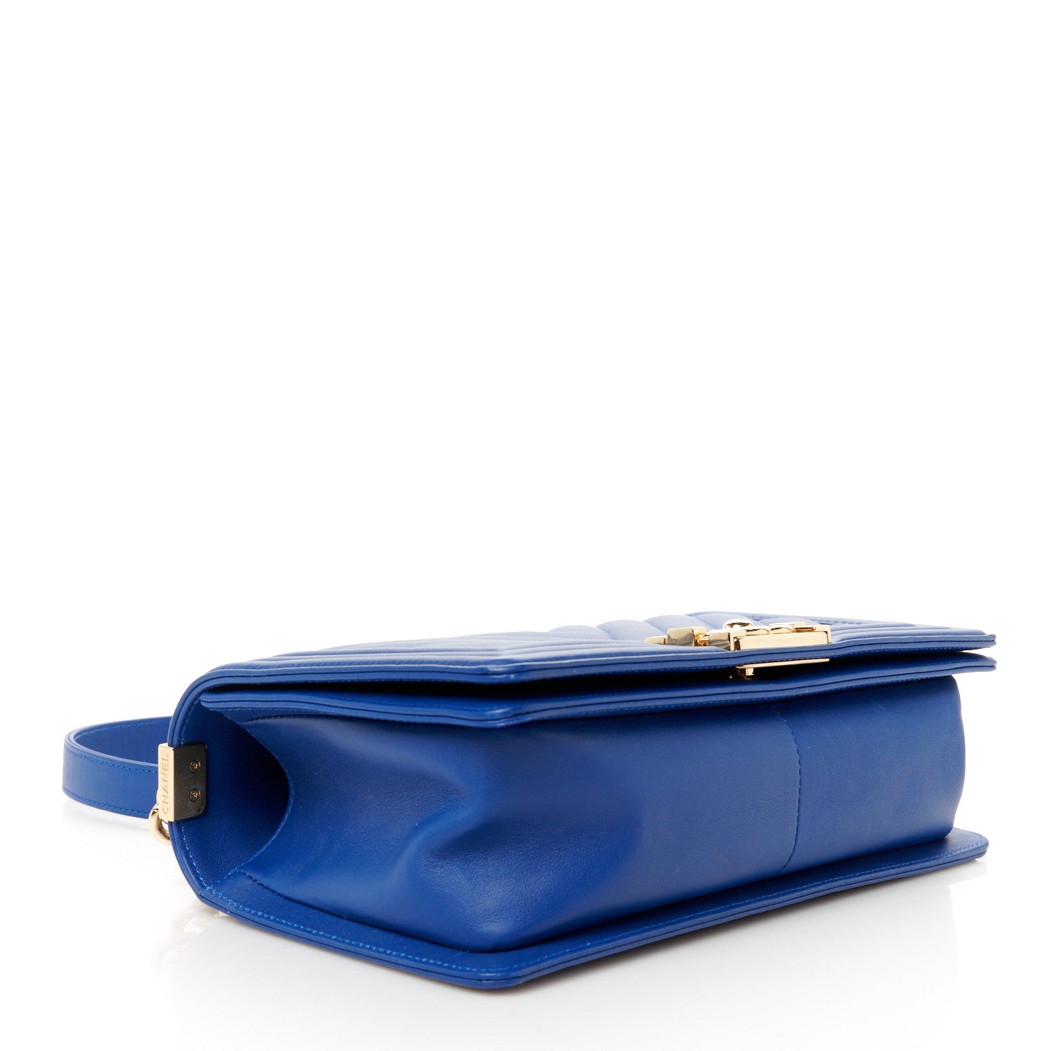 Chanel Lambskin Chevron Quilted Medium Boy Flap Blue 4 of 11