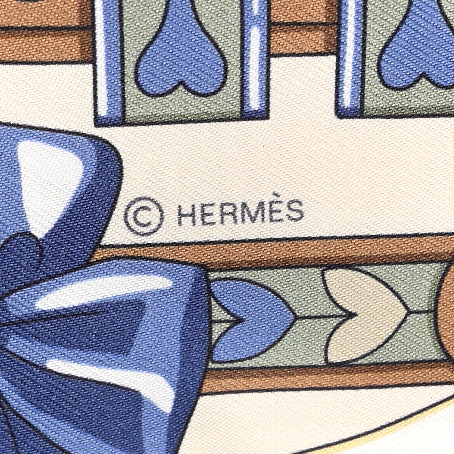 Hermes Silk Harnais De Coeur Twilly Creme Bleu Jean Vert Amande 4 of 4