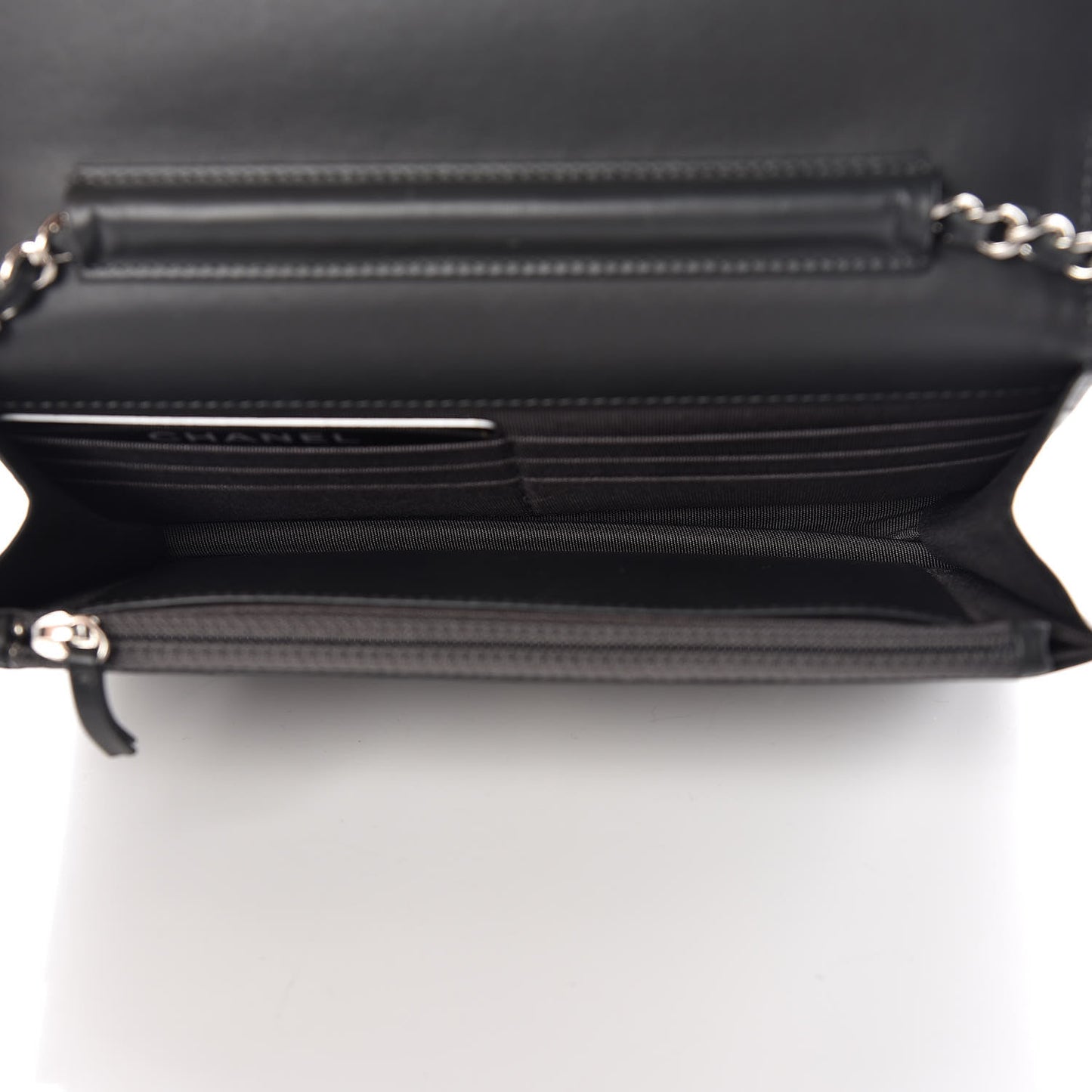 Patent Quilted Wallet On Chain WOC Dark Gray