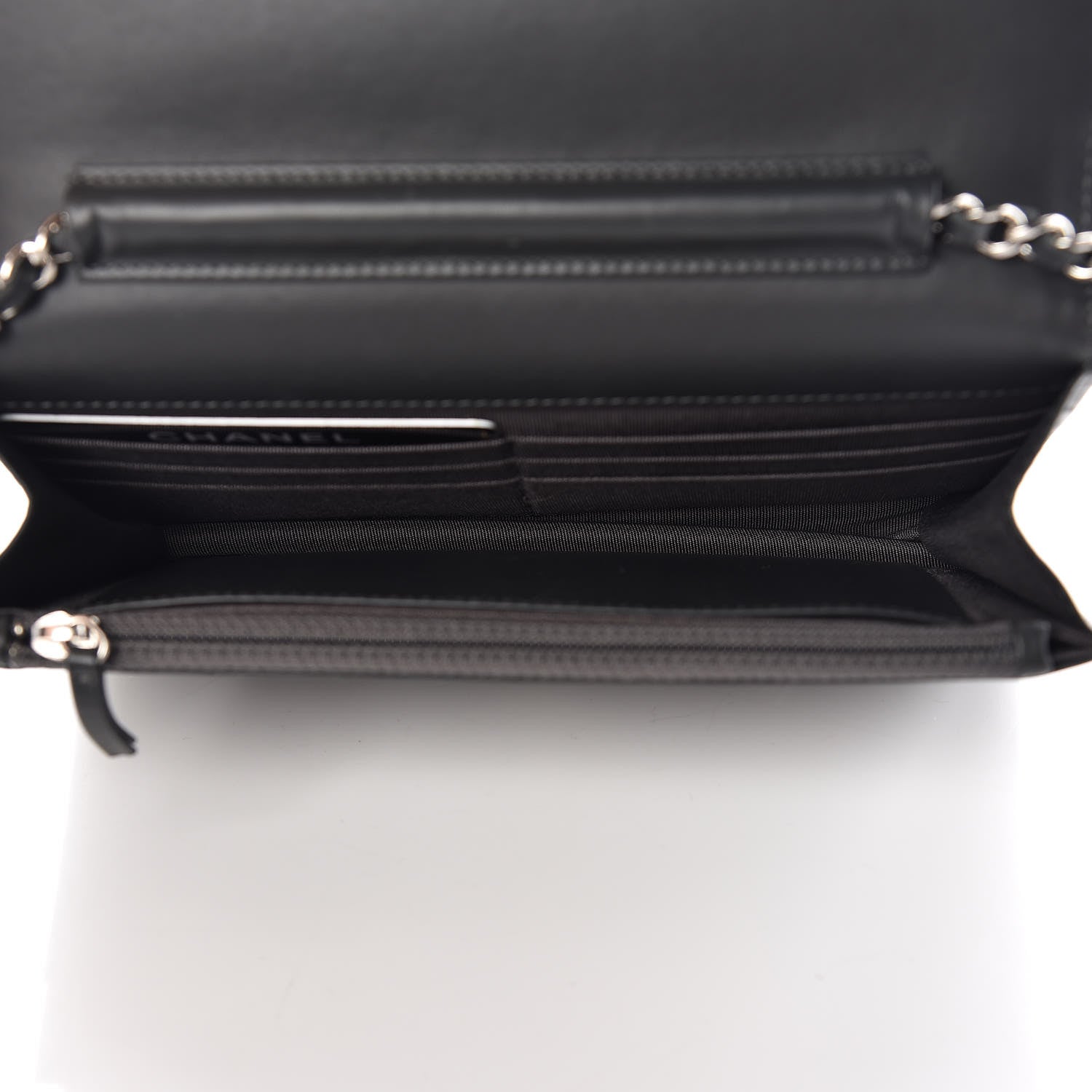 Chanel Patent Quilted Wallet On Chain WOC Dark Gray 5 of 12
