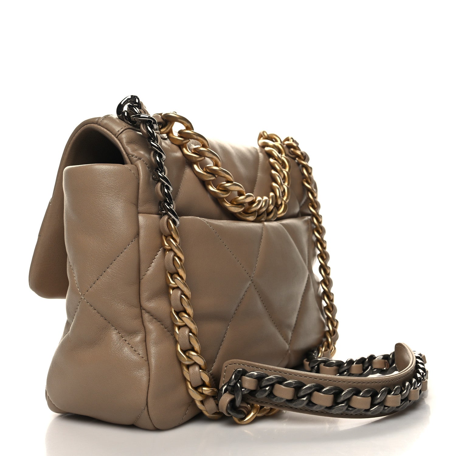 Chanel Lambskin Quilted Large Chanel 19 Flap Dark Beige 3 of 11