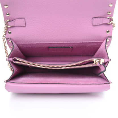 Valentino Garavani Grained Calfskin Rockstud Wallet on Chain Pink 5 of 11