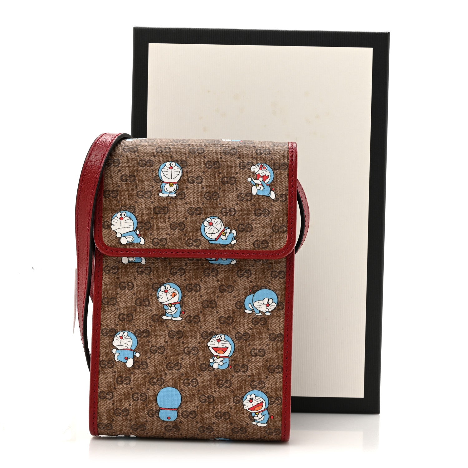 Gucci X DORAEMON Mini Vintage GG Supreme Monogram Mini Crossbody Bag Beige Cherry Red 12 of 12