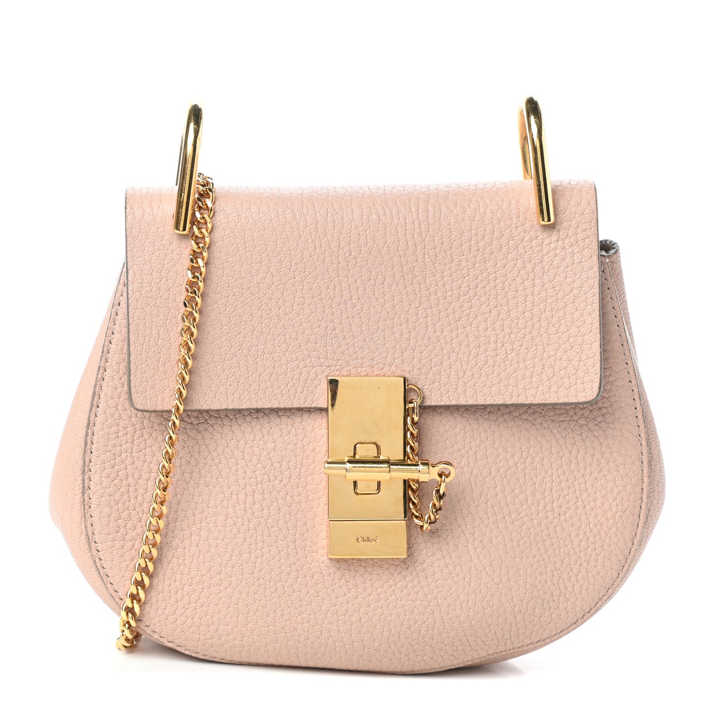 Grained Lambskin Mini Drew Shoulder Bag Cement Pink