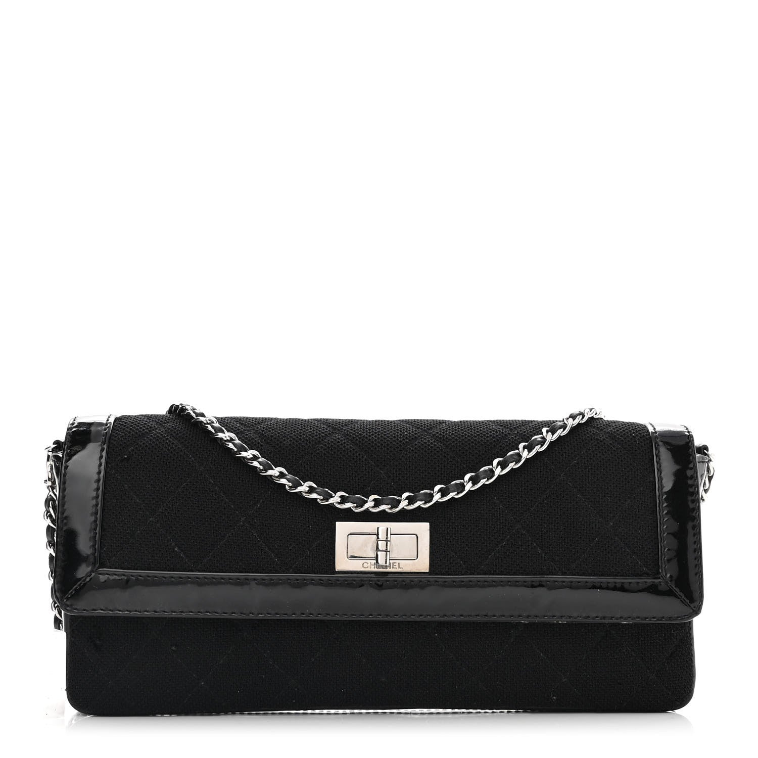 Chanel Jersey Patent Quilted 2.55 Reissue East West Flap Black 1 of 13