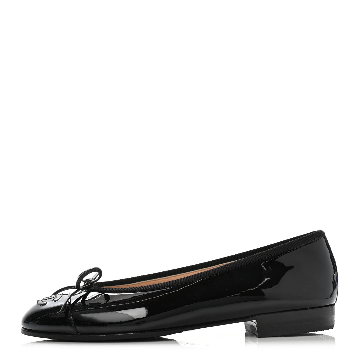 Chanel Patent Cap Toe Ballerina Flats 36.5 Black 1 of 9