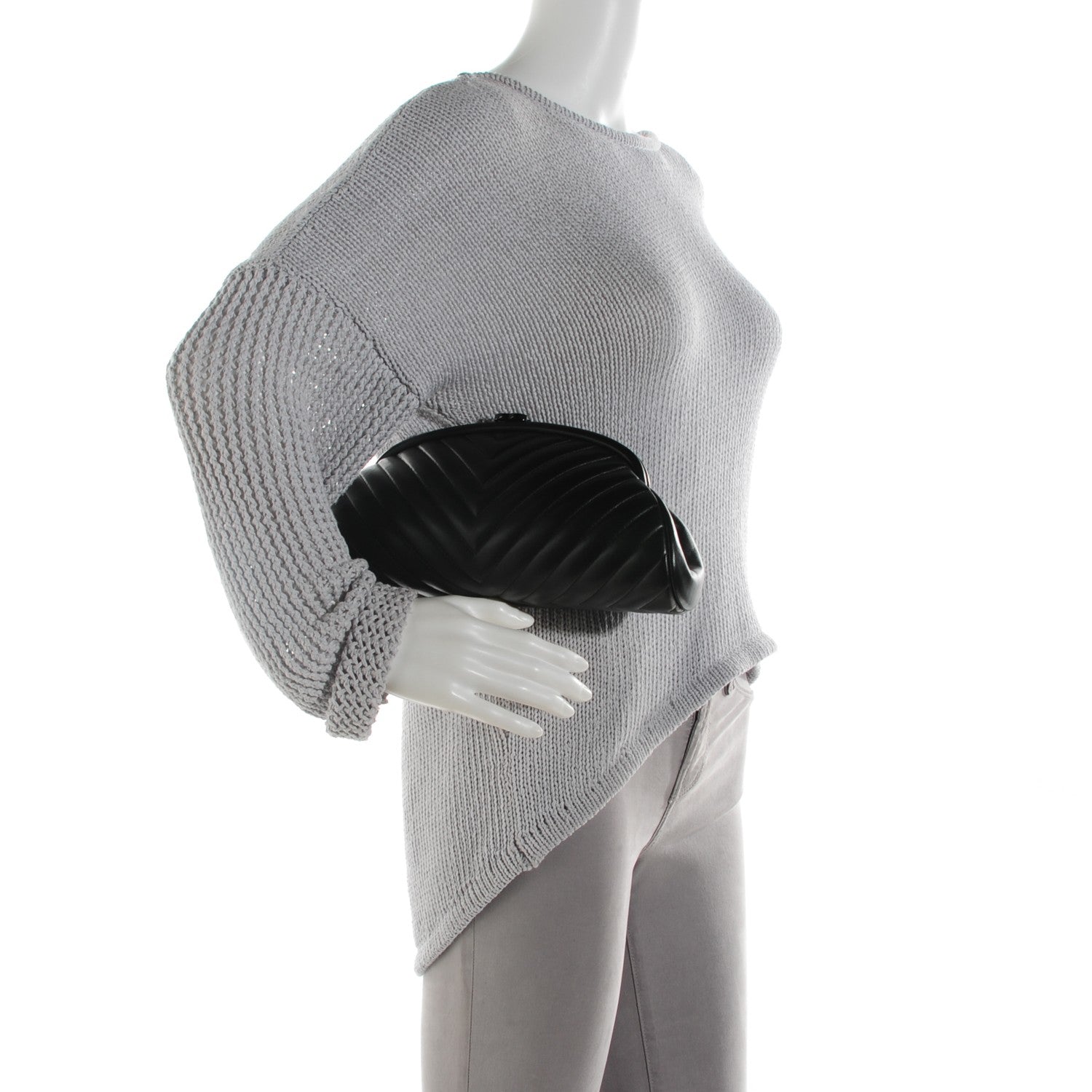 Chanel Lambskin Chevron Quilted Timeless Clutch So Black 2 of 7