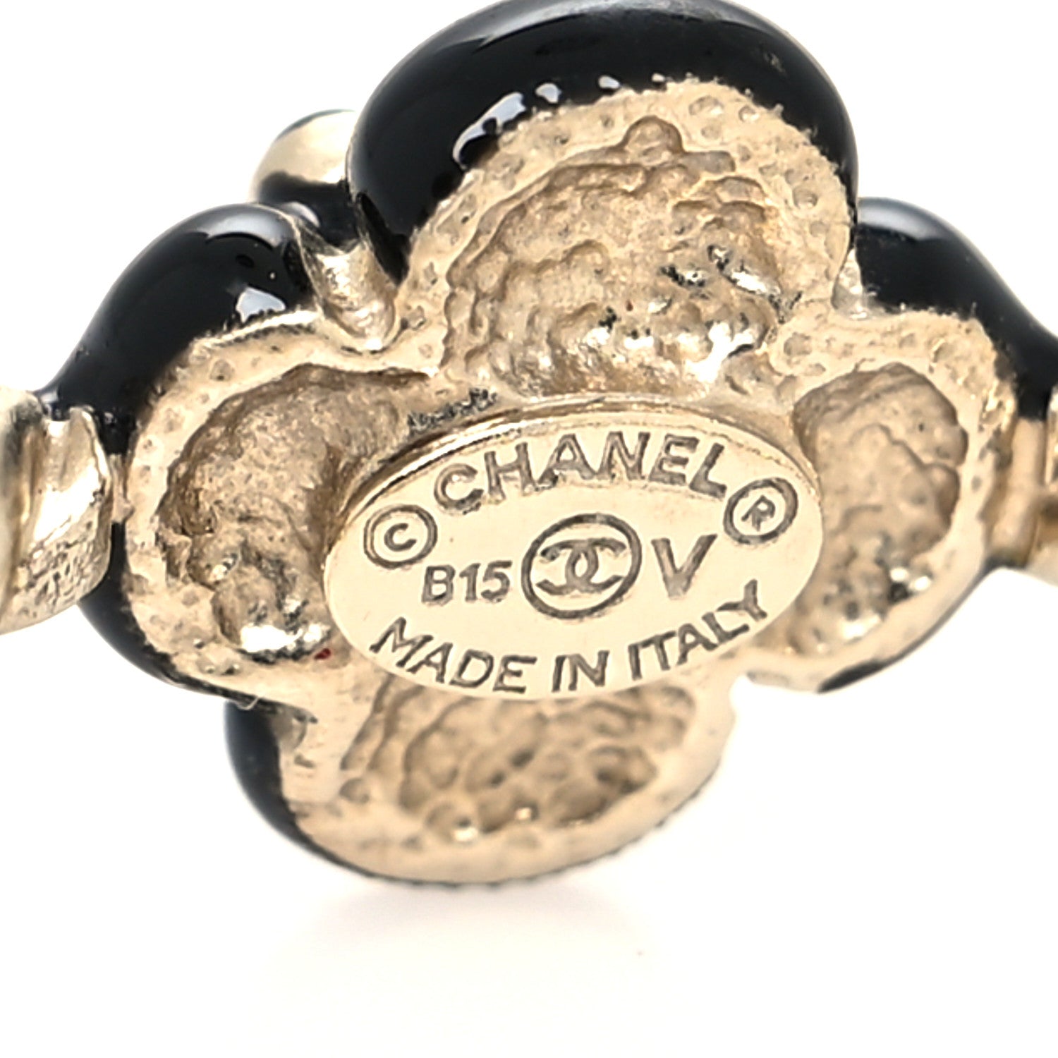Chanel Enamel Camellia CC Ring Set of 2 4.5 5.5 Gold Black 4 of 6