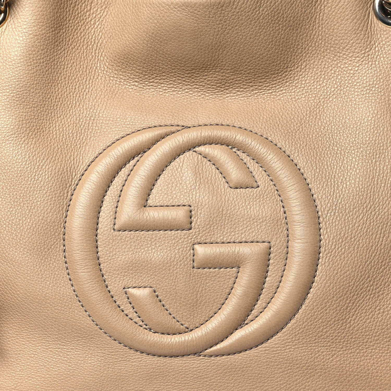 Gucci Pebbled Calfskin Large Soho Chain Shoulder Bag Nude 8 of 16
