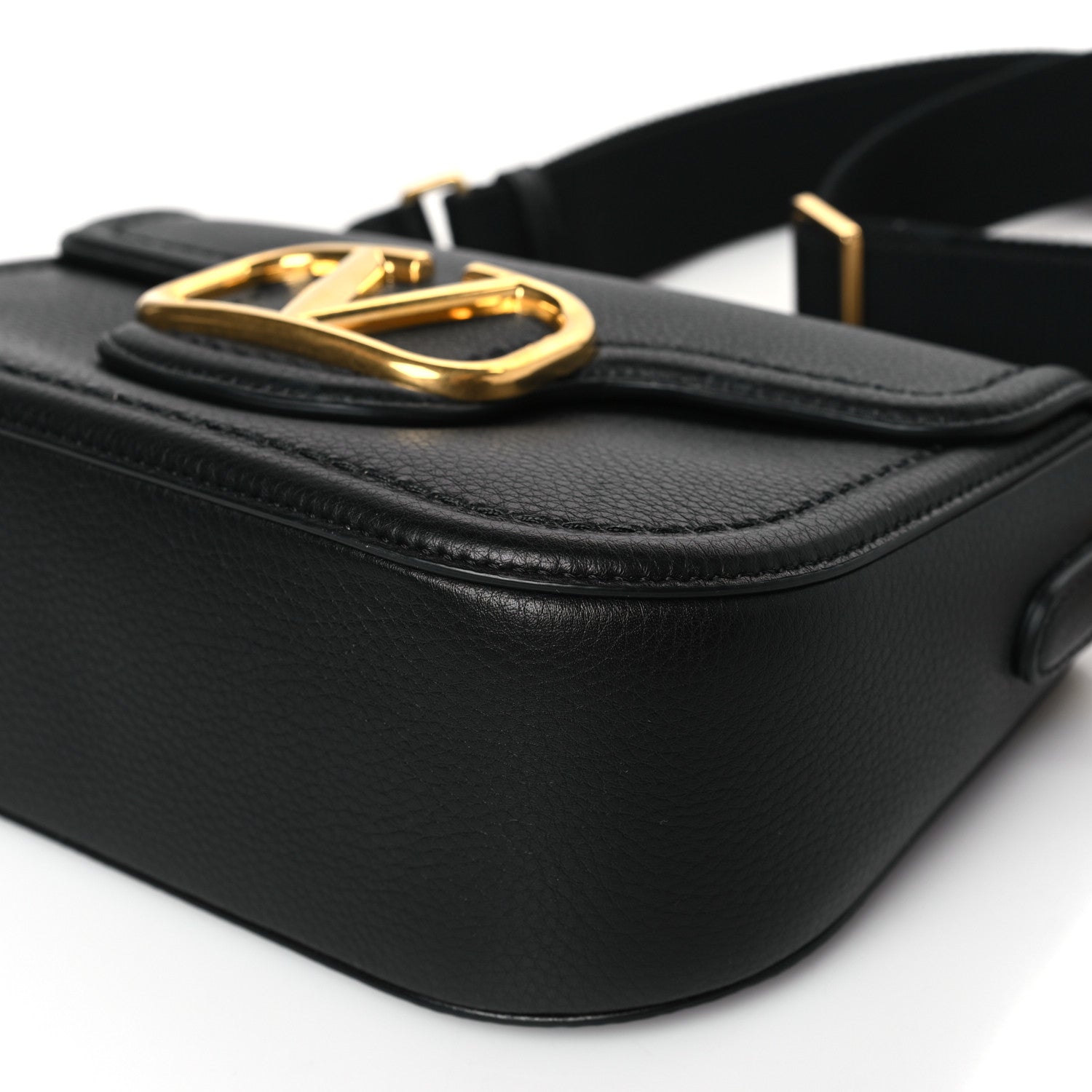Valentino Garavani Pebbled Calfskin Vlogo Small Top Handle Shoulder Bag Black 9 of 9