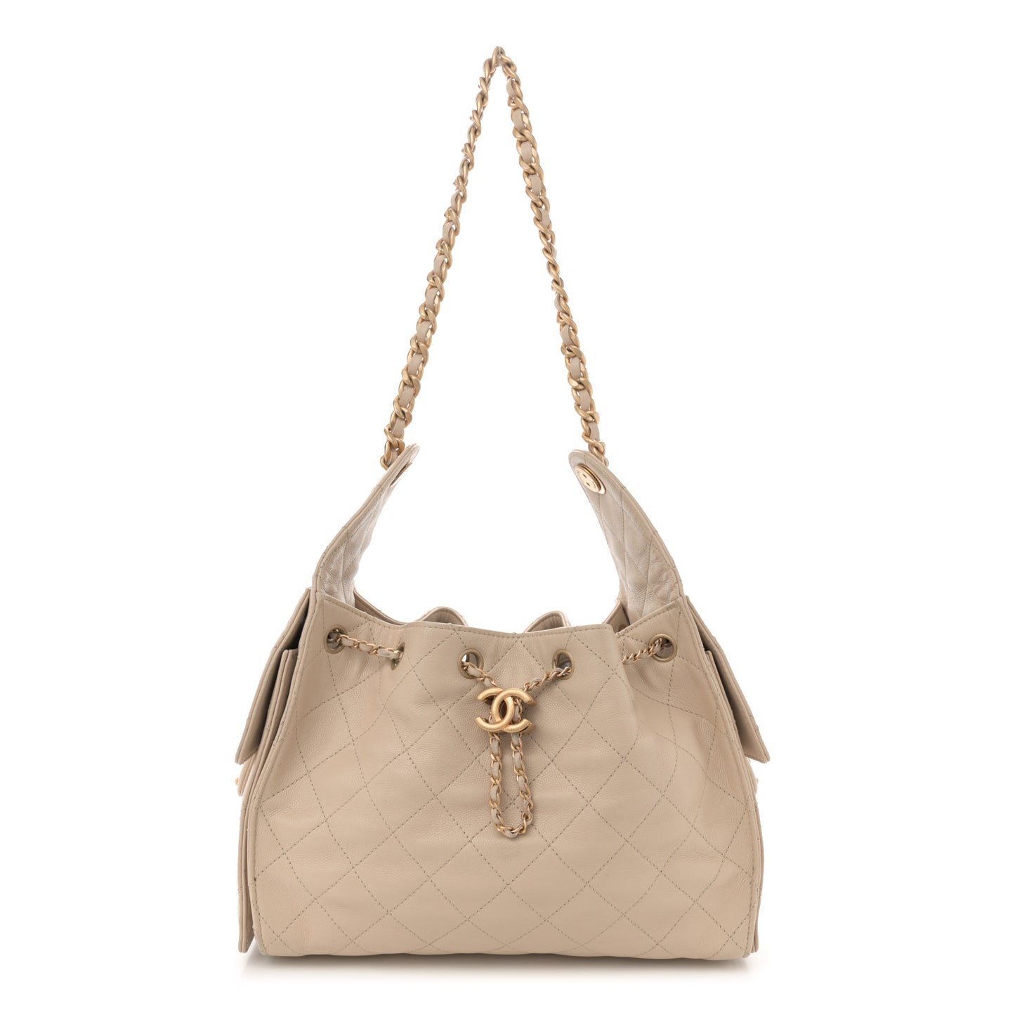 Caviar Quilted Small Chanel 25 Handbag Beige