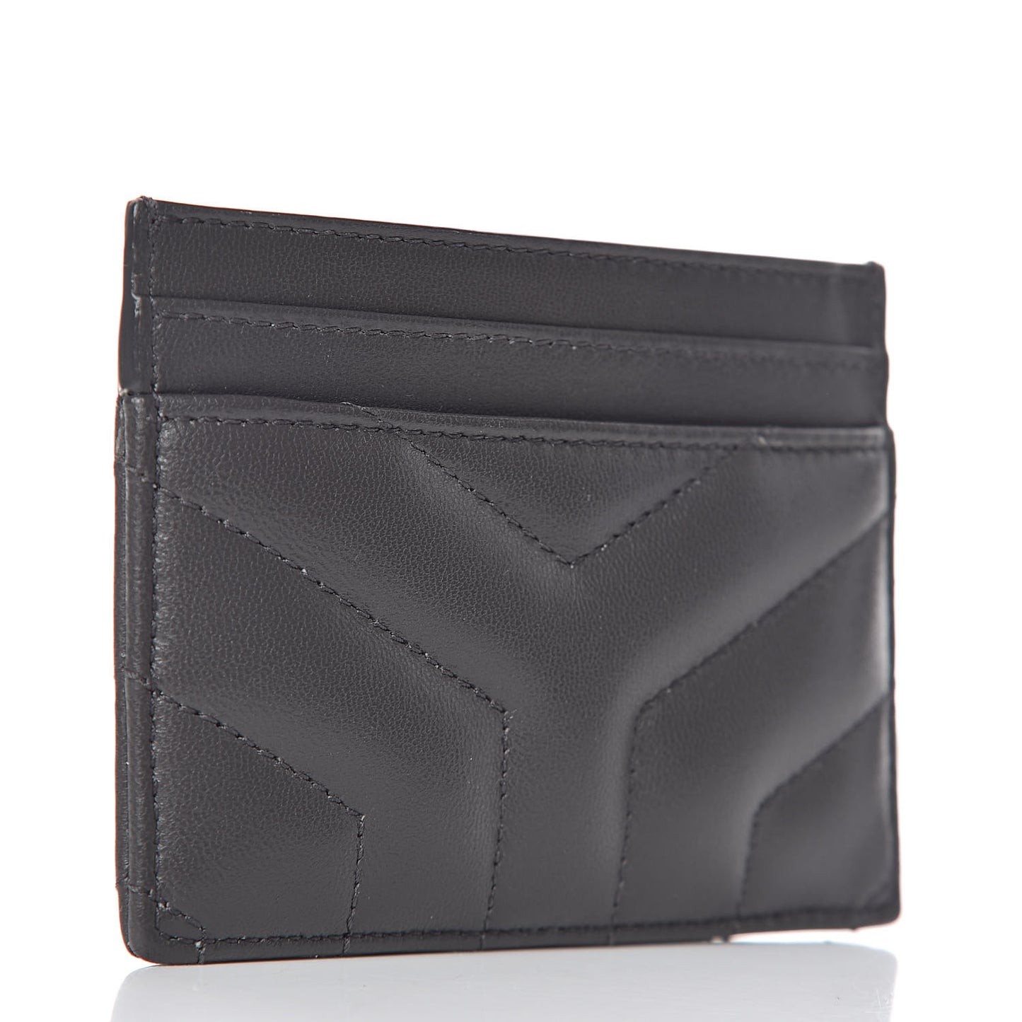 Calfskin Y Quilted Monogram LouLou Credit Card Case Asphalt