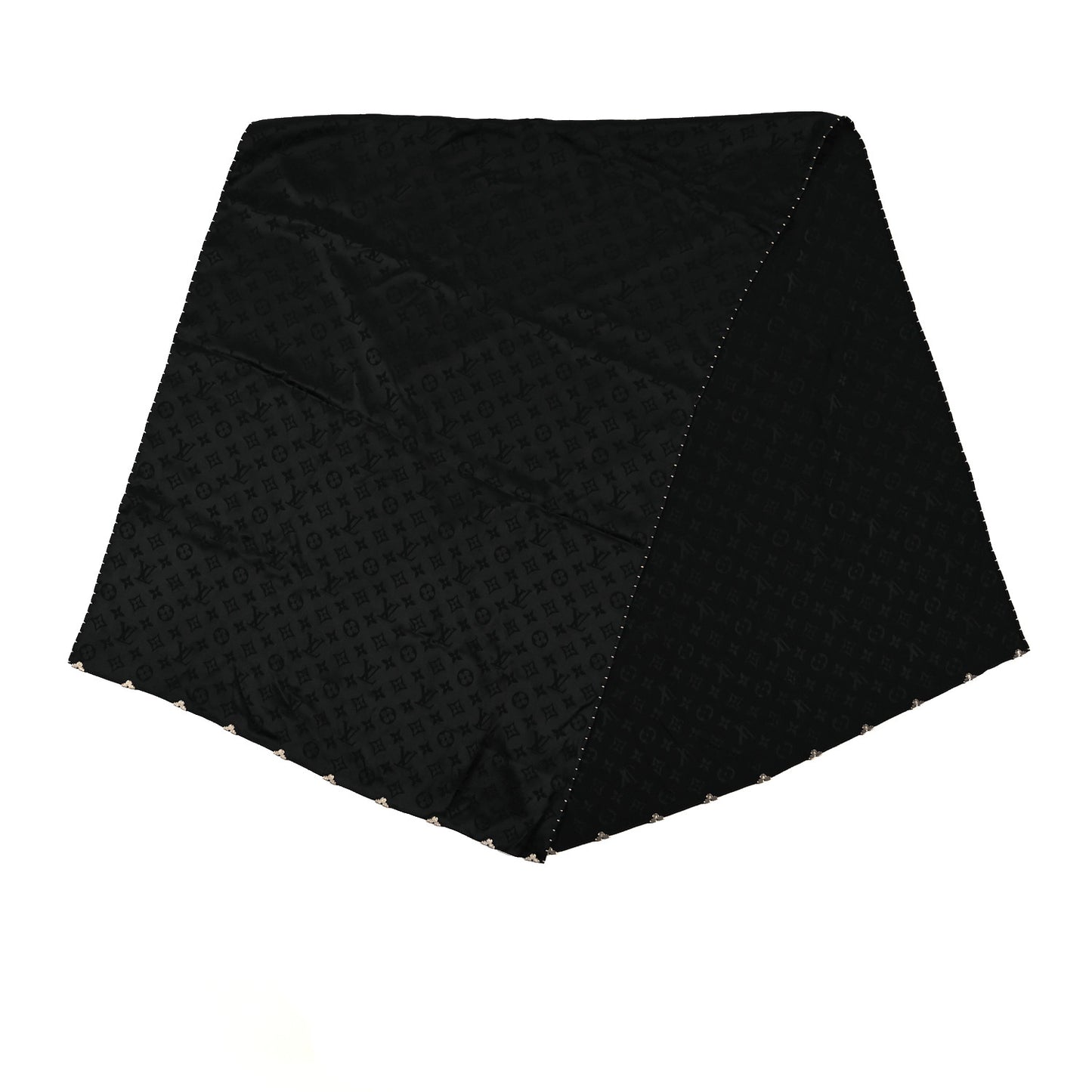 Silk Crystal Flower Crown Shawl Black