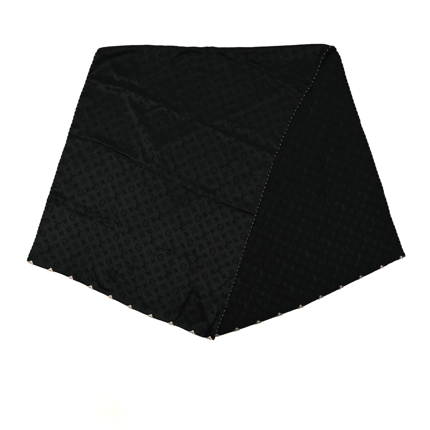 Louis Vuitton Silk Crystal Flower Crown Shawl Black 2 of 3