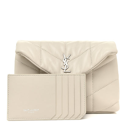Saint Laurent Lambskin Monogram Loulou Puffer Pouch Clutch Crema Soft 1 of 13