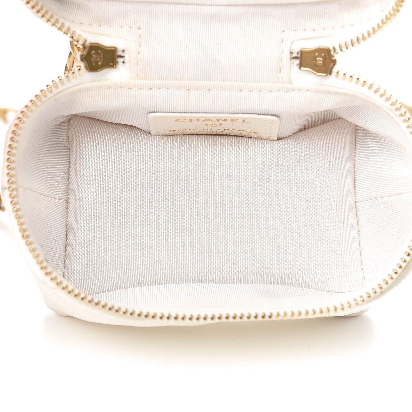 Caviar Quilted Mini Top Handle Vanity With Chain White