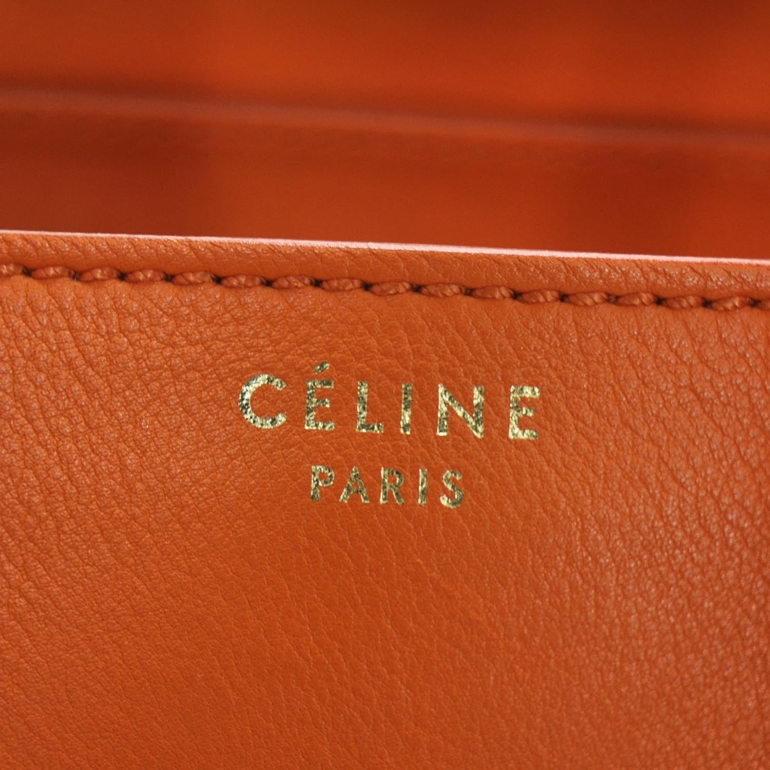 Celine Smooth Calfskin Mini Envelope Luggage Tote Orange 7 of 8