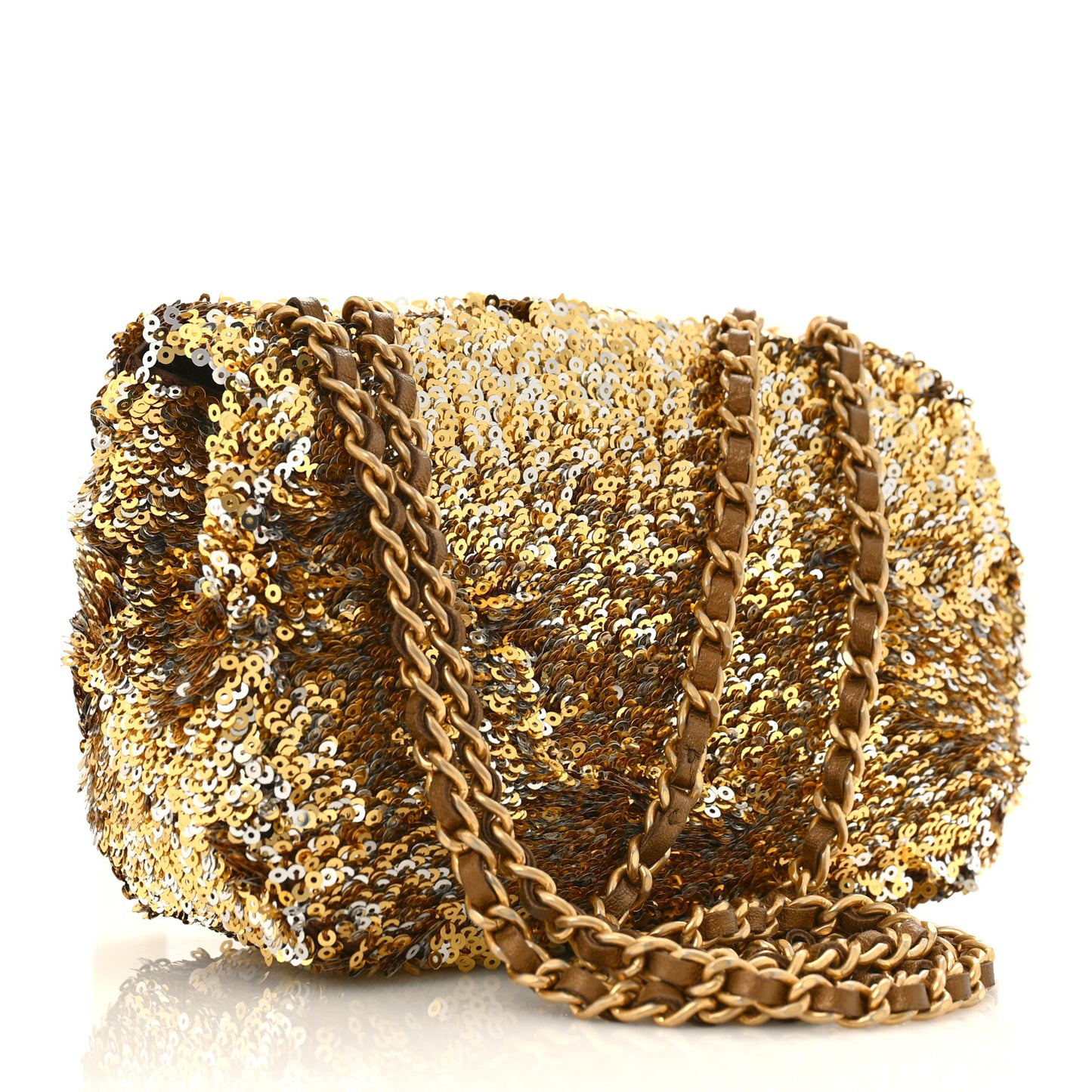 Sequin Mini Rectangular Flap Gold