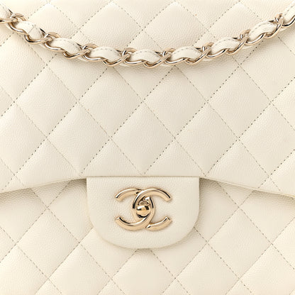 Chanel Caviar Quilted Jumbo Double Flap White 7 of 9