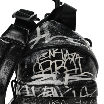 Balenciaga Agneau Arena Graffiti All Over Mini Explorer Crossbody Backpack  Black White 7 of 9