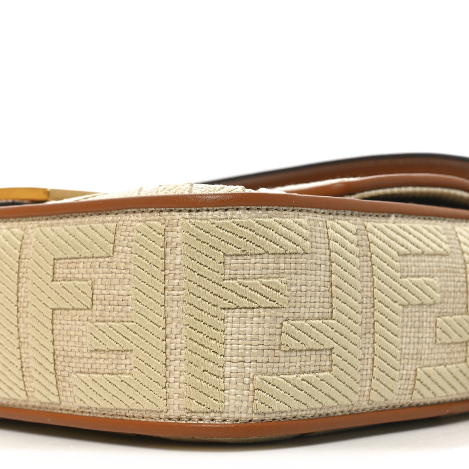 Fendi Raffia Vitello King Lucido FF Embroidered Baguette Alchemy Brandy 10 of 11