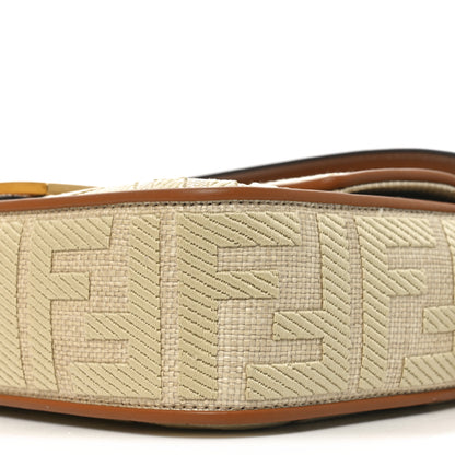 Fendi Raffia Vitello King Lucido FF Embroidered Baguette Alchemy Brandy 10 of 11
