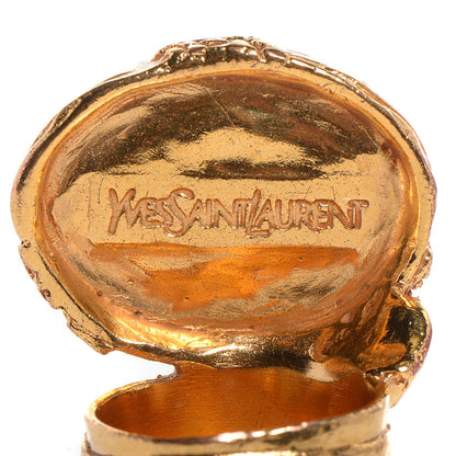 Saint Laurent Glass Cabochon Arty Ovale Ring 7 Gold Coral 4 of 5