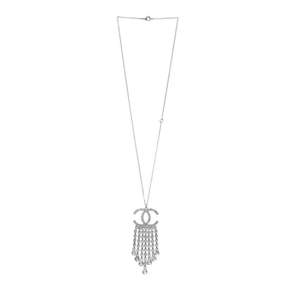 Chanel Crystal CC Drop Necklace Silver 2 of 6