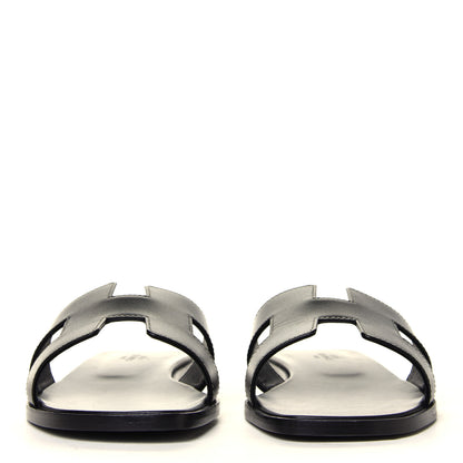 Hermes Box Calfskin Oran Sandals 39 Black 4 of 6