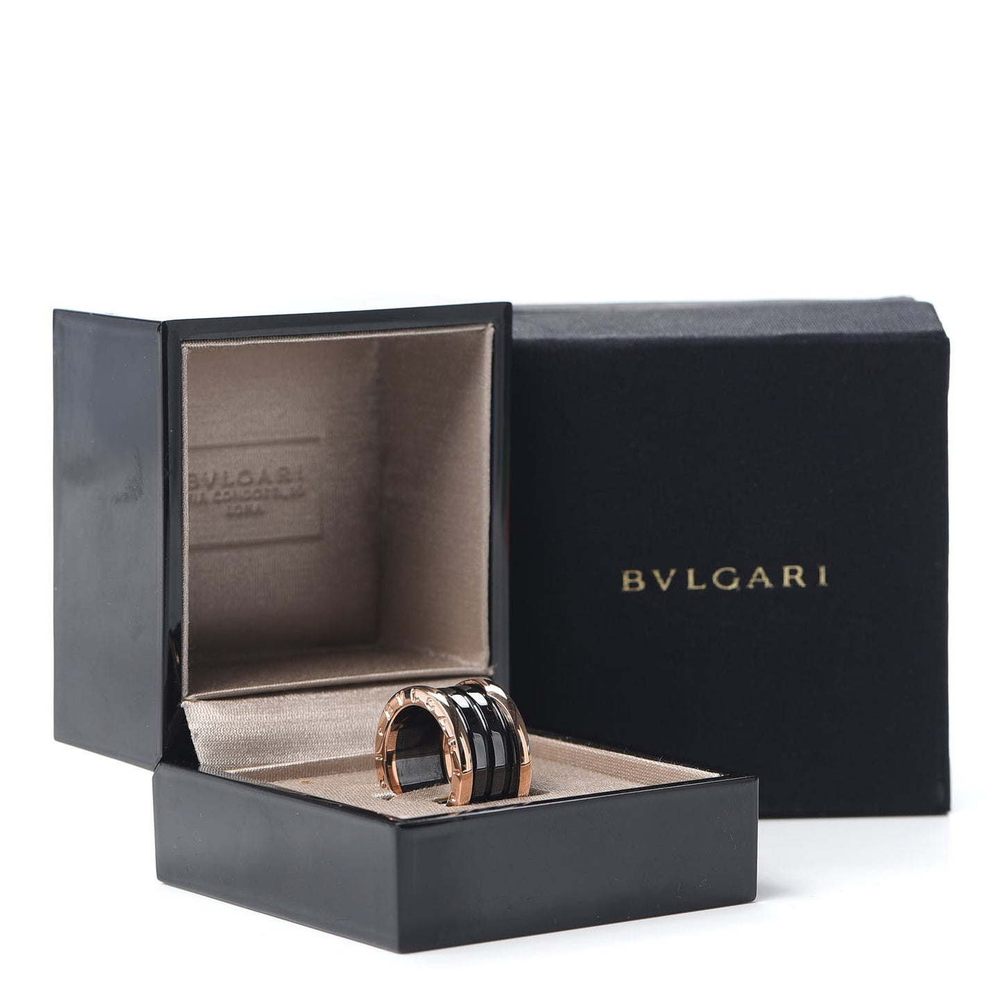 18K Rose Gold Black Ceramic B.Zero1 Four-Band Ring 51 5.75