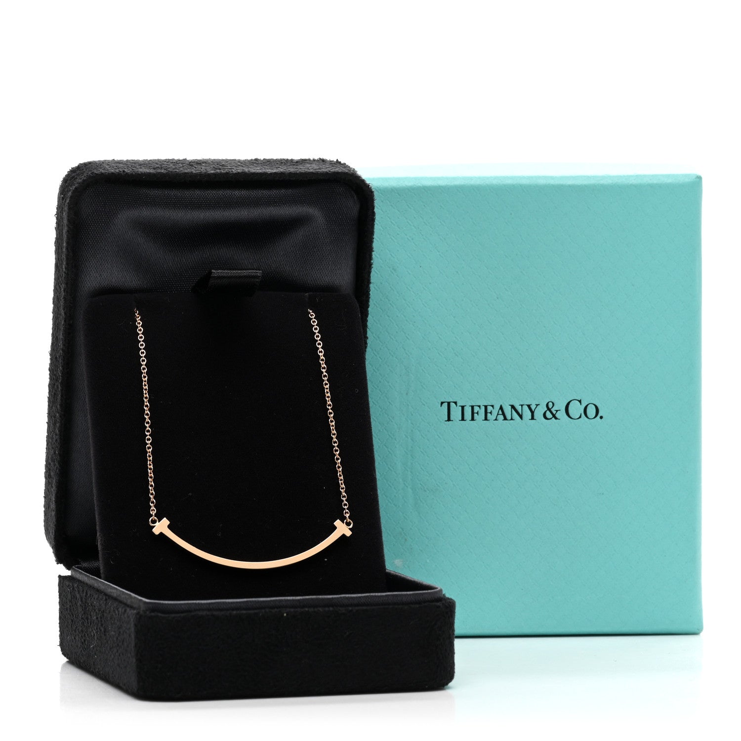 Tiffany 18K Rose Gold Small T Smile Pendant Necklace 5 of 5