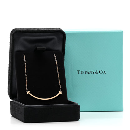 Tiffany 18K Rose Gold Small T Smile Pendant Necklace 5 of 5