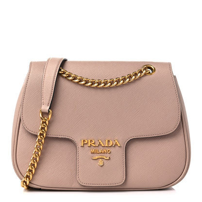 Prada Saffiano Lux Chain Shoulder Bag Beige 1 of 10