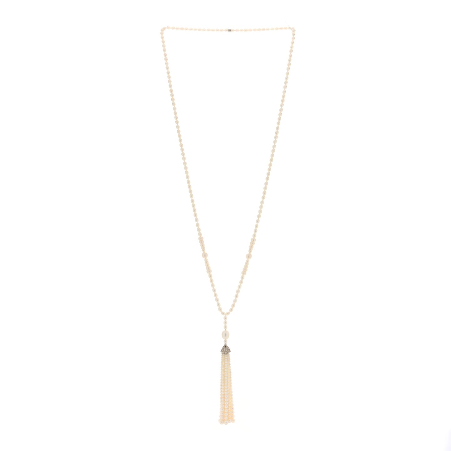 Sterling Silver Freshwater Pearl Ziegfeld Tassel Necklace