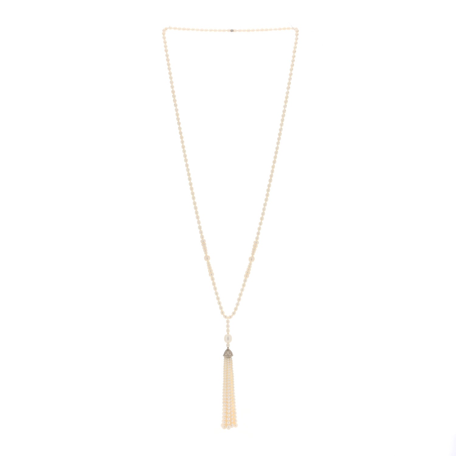 Tiffany Sterling Silver Freshwater Pearl Ziegfeld Tassel Necklace 2 of 4