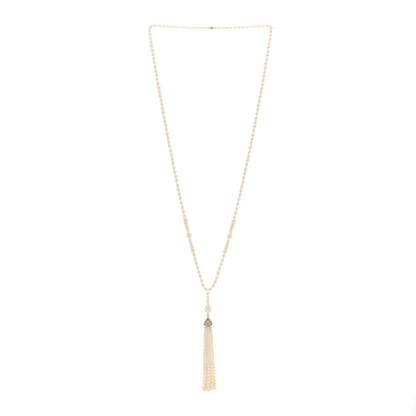 Tiffany Sterling Silver Freshwater Pearl Ziegfeld Tassel Necklace 2 of 4