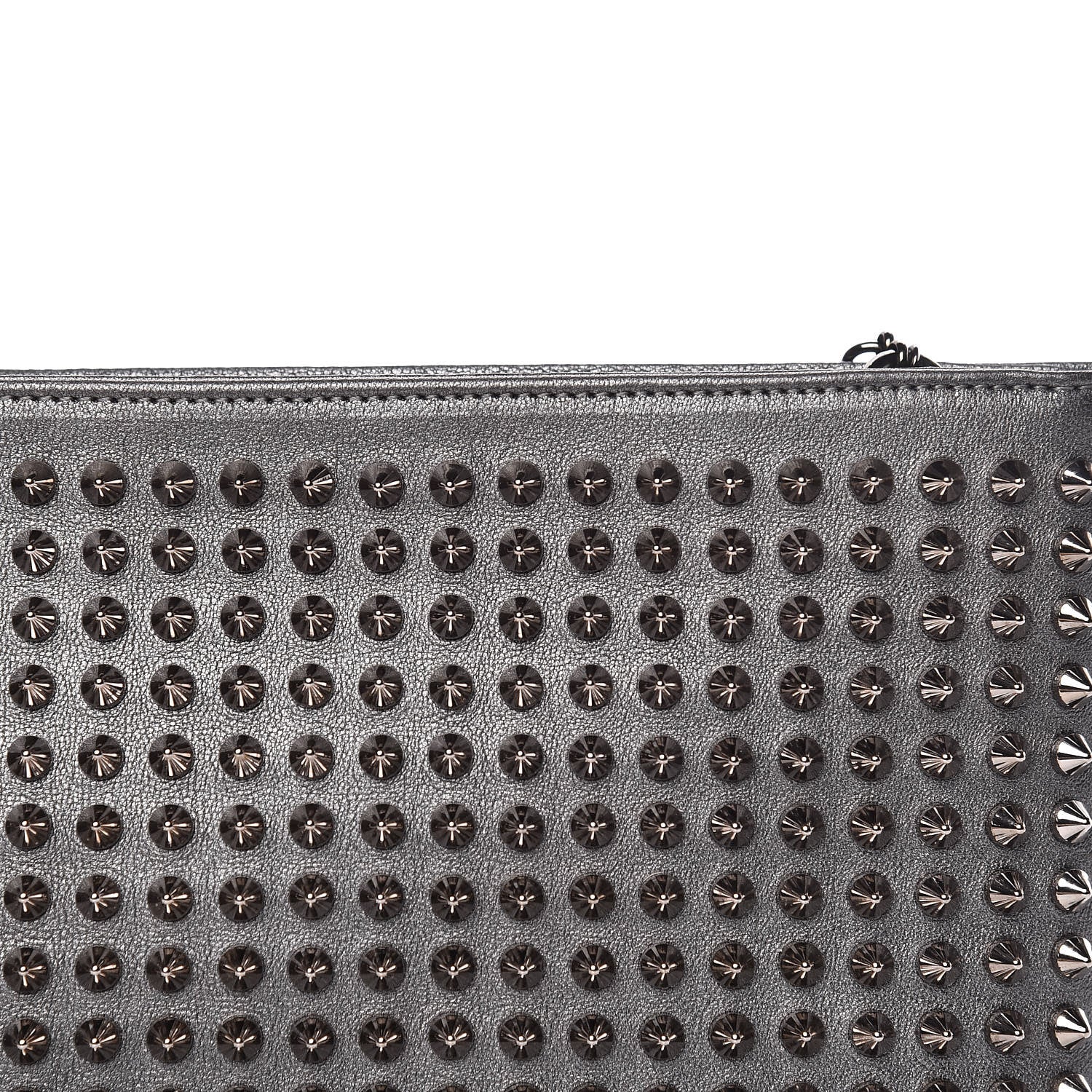 Christian Louboutin Calfskin Spikes Loubiposh Chain Clutch Anthracite Gun Metal 10 of 11