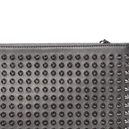 Christian Louboutin Calfskin Spikes Loubiposh Chain Clutch Anthracite Gun Metal 10 of 11