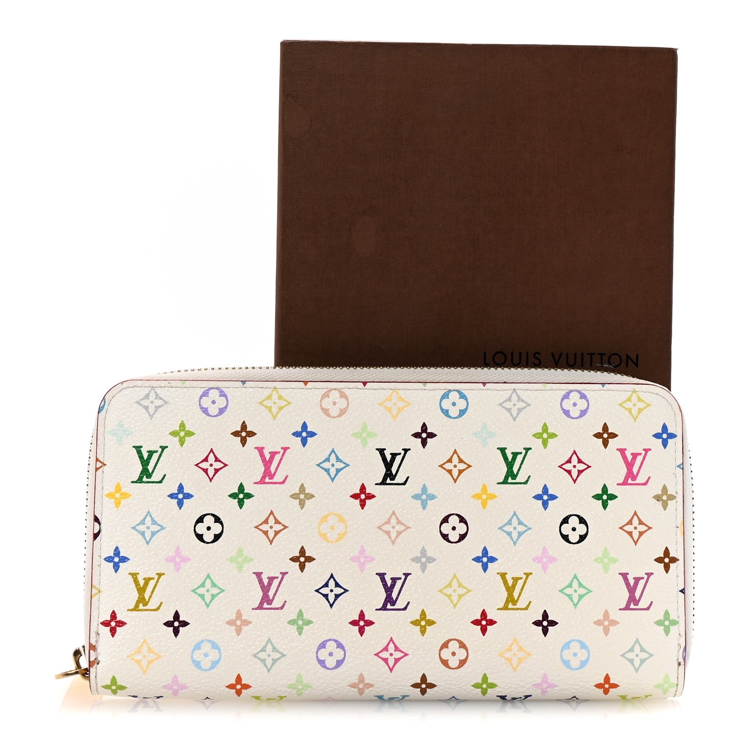 Louis Vuitton Monogram Multicolor Zippy Wallet White Litchi