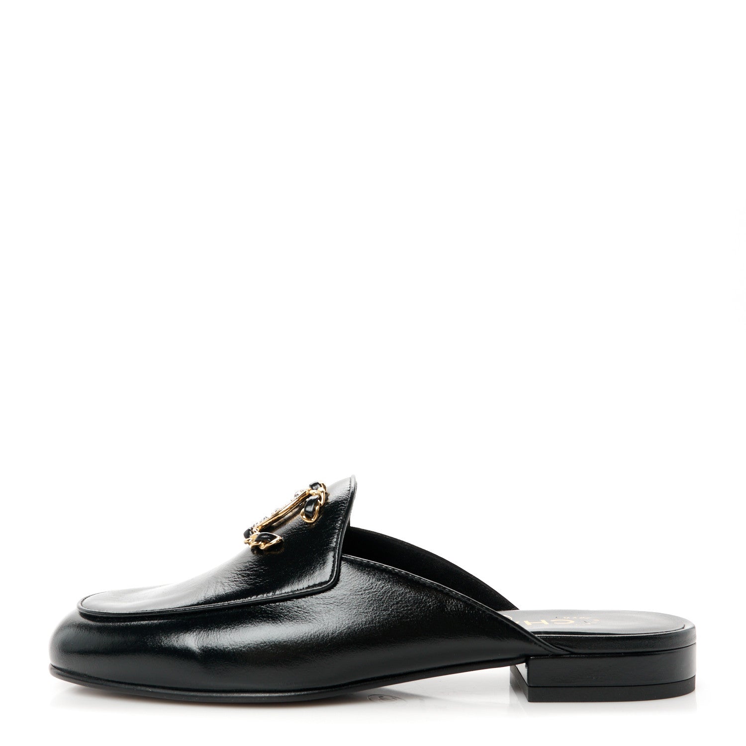 Chanel Shiny Calfskin Crystal CC Mules 36 Black 1 of 7