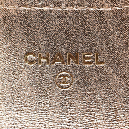 Chanel Metallic Lambskin Quilted Flap Card Holder Wallet Gold 6 of 9