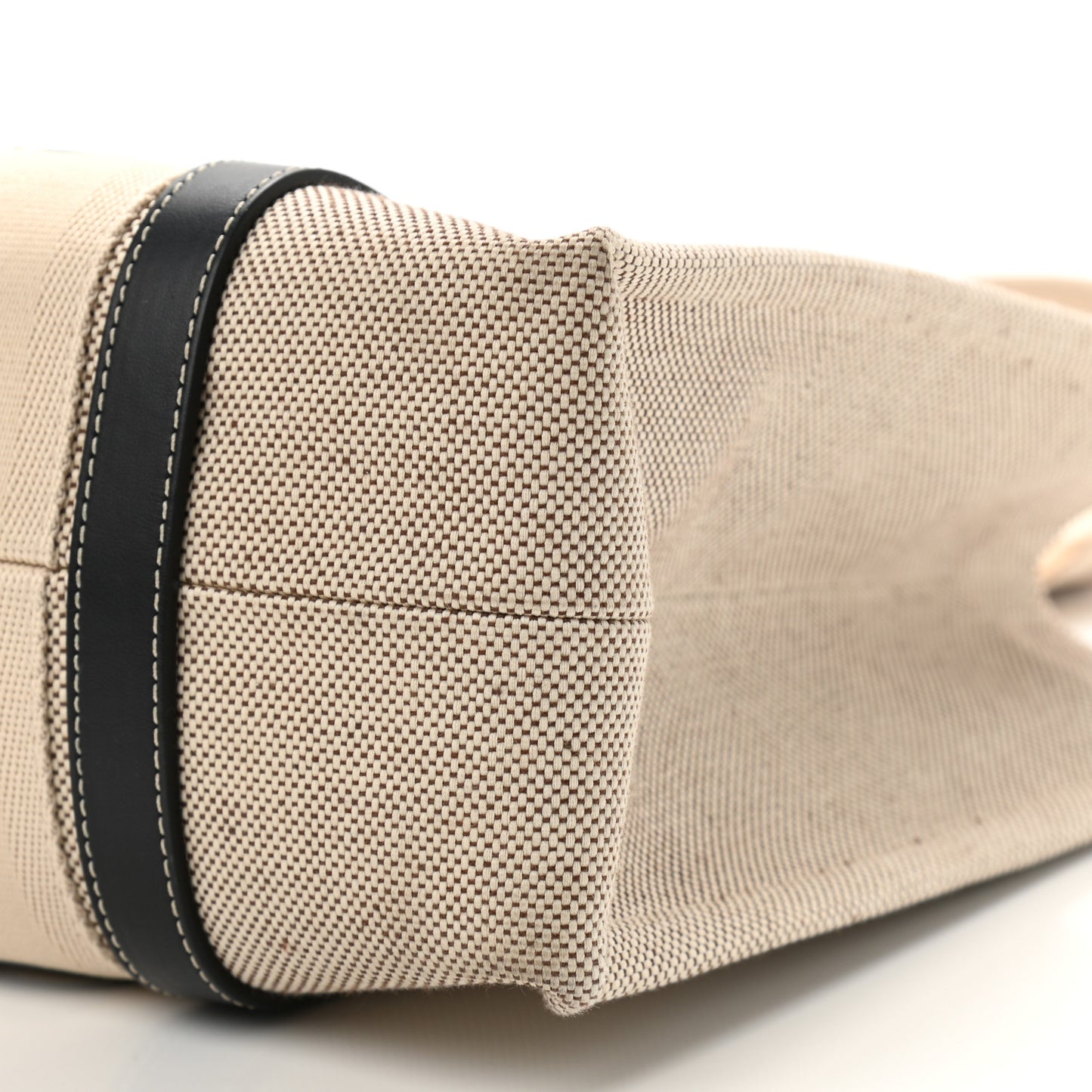 Cotton Calfskin Medium Woody Ribbon Tote White Black