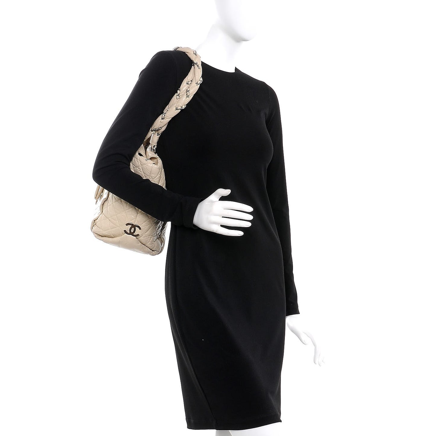 Distressed Lambskin Vintage Ligne Lady Braid Tote Ivory