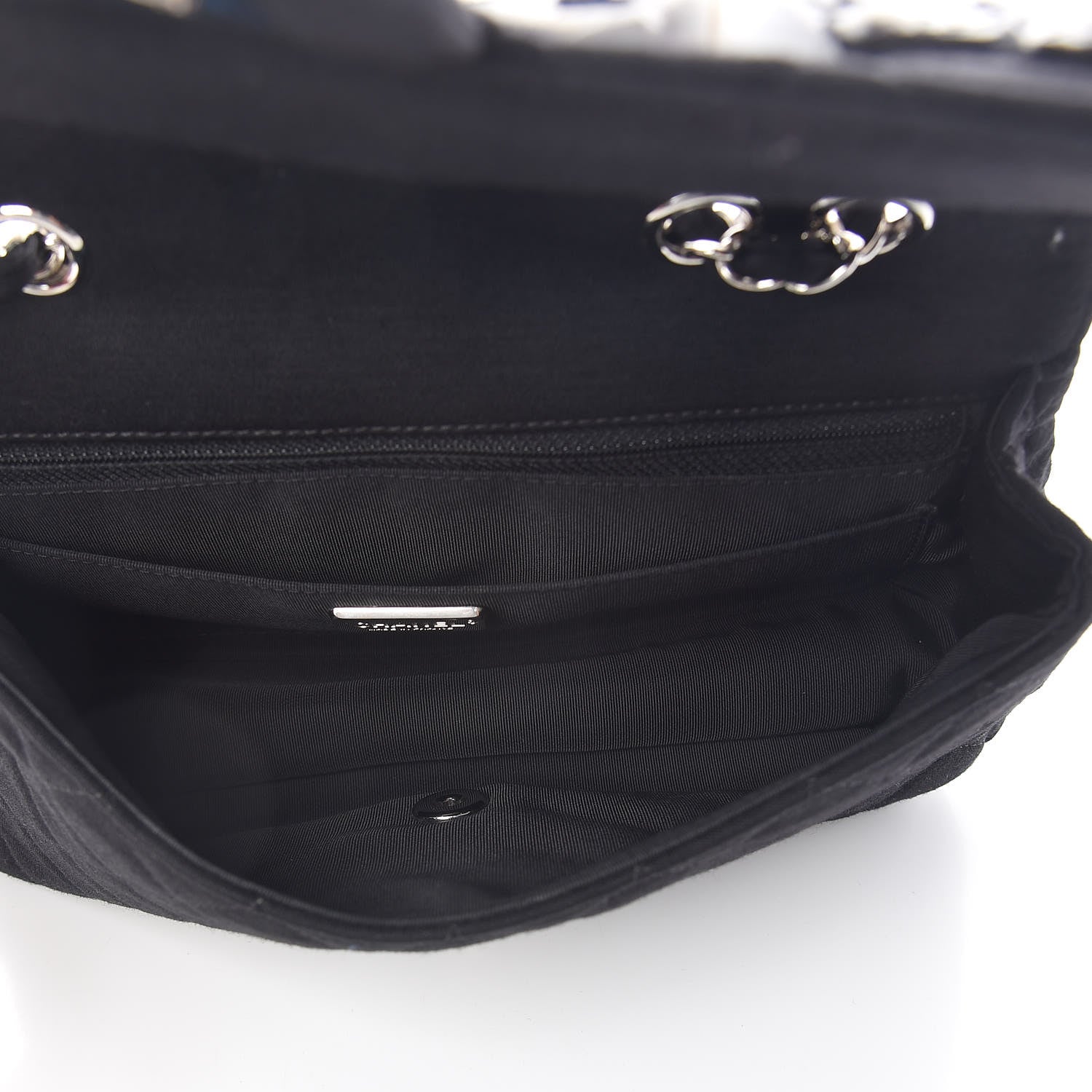 Chanel Jersey Quilted Embroidered Floral Medium Single Flap Black 5 of 10
