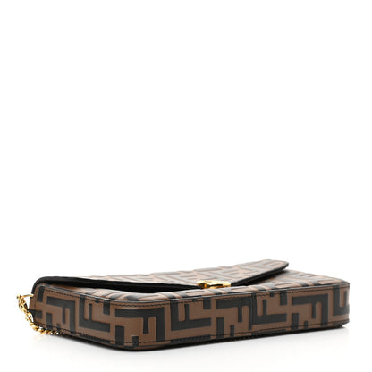Fendi Vitello Soft F is Fendi Bi-Color FF 1974 Embossed Envelope Wallet On Chain with Pouches Maya Black 5 of 13