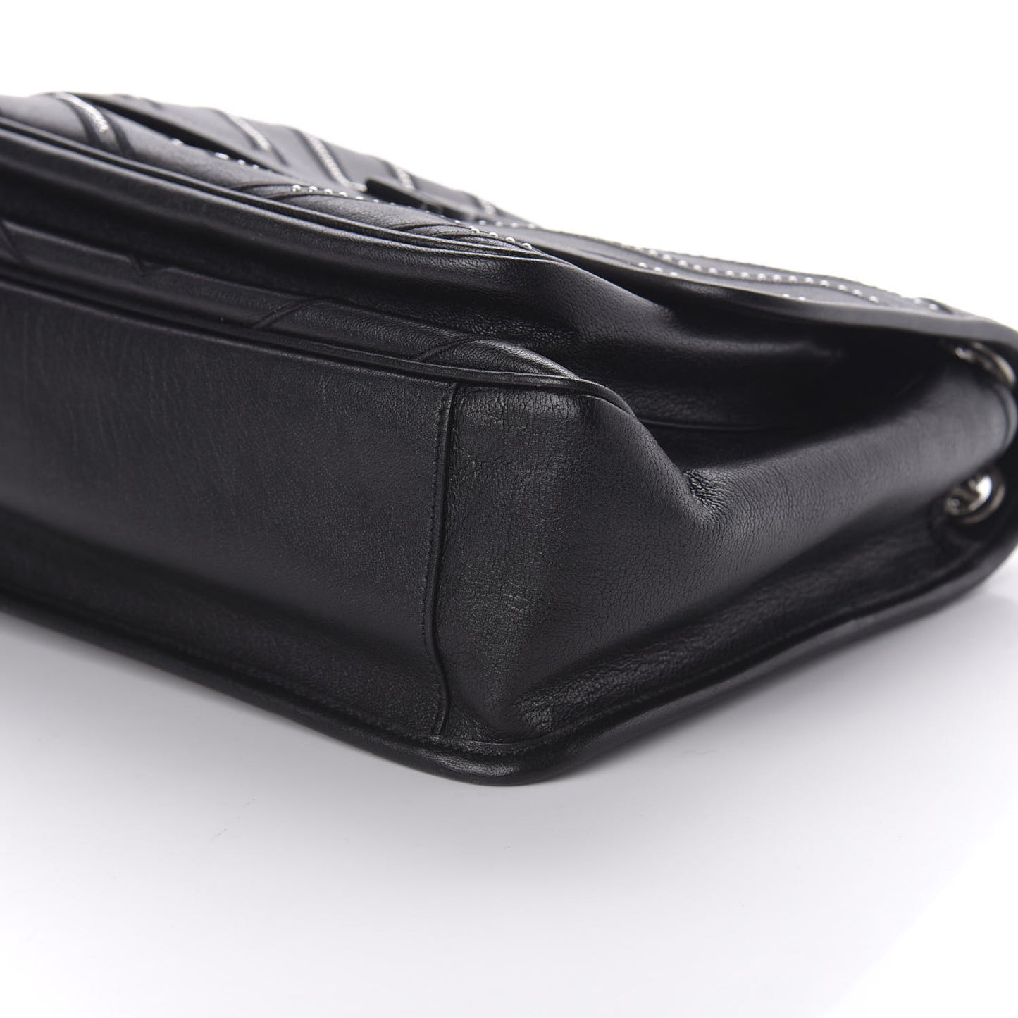 Calfskin Matelasse Monogram Microstud Medium Niki Chain Satchel Black